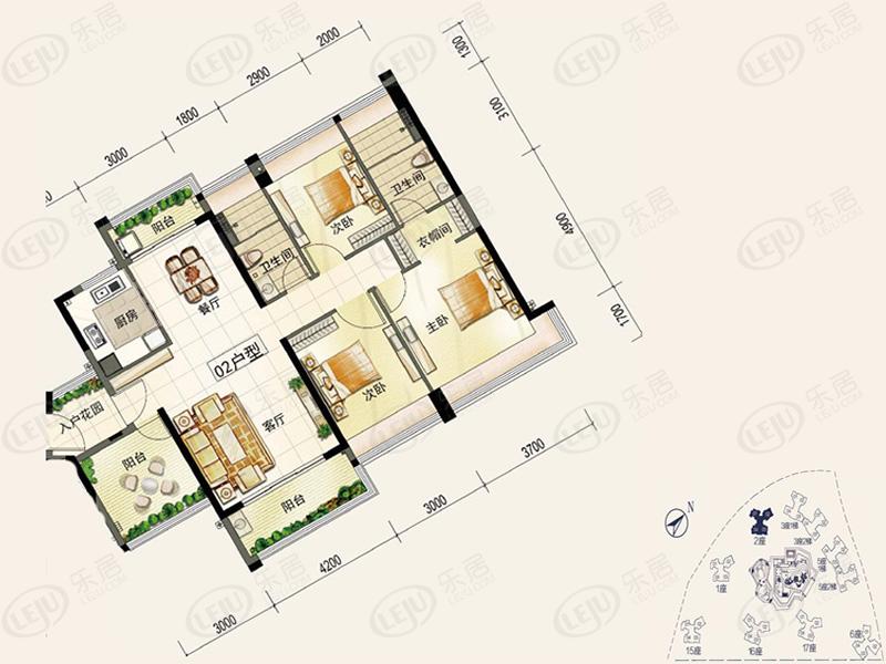颐安·灏景湾2座02户型户型图