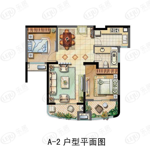 昆山颐景园a2户型 89平米两房户型图