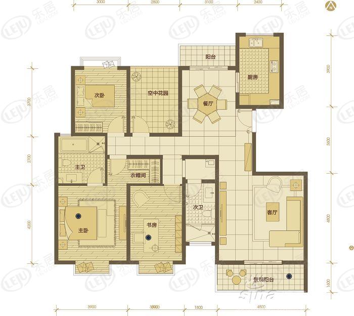 普华浅水湾三室两厅两卫户型图
