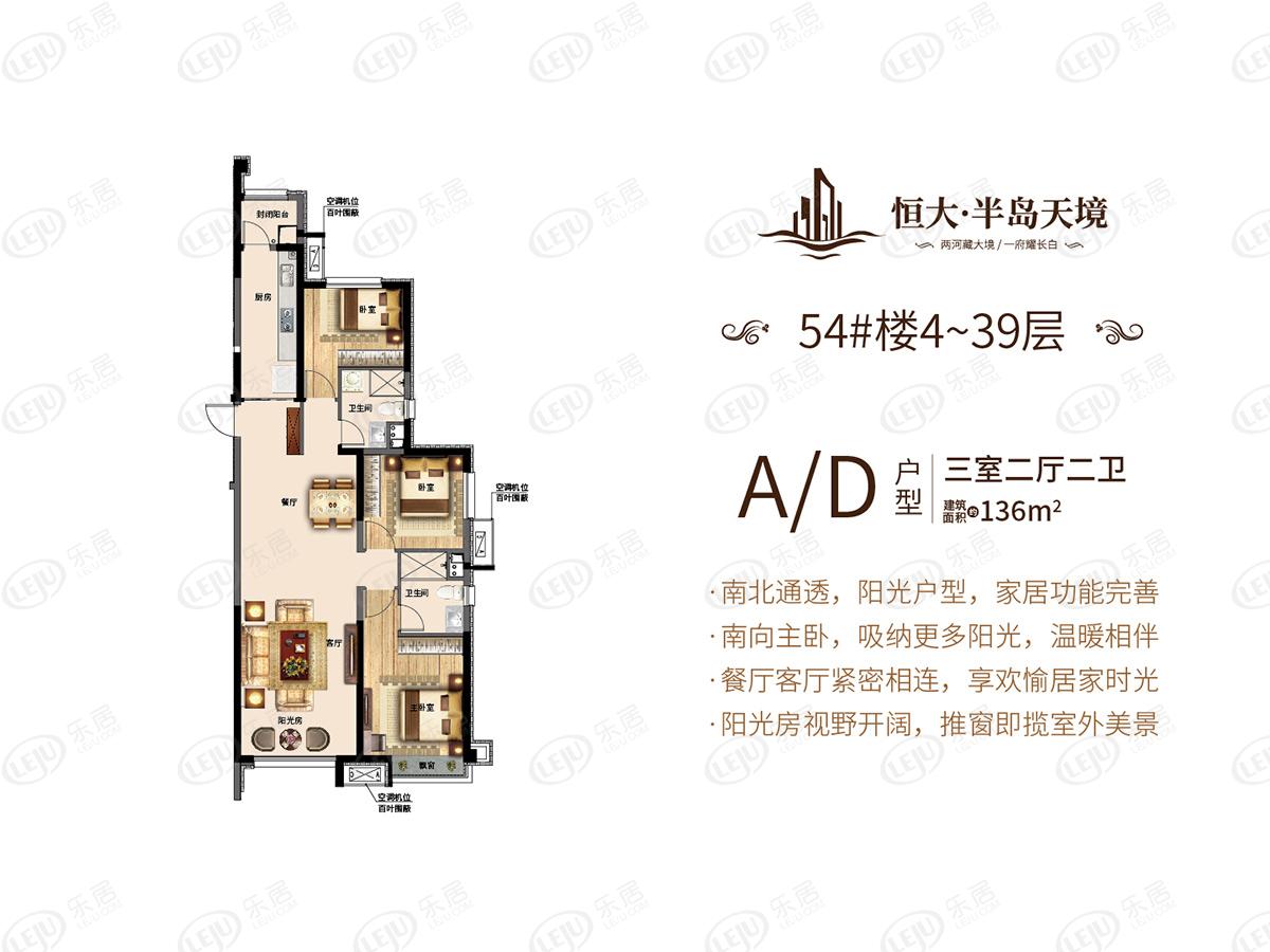 恒大半岛天境a/d户型户型图