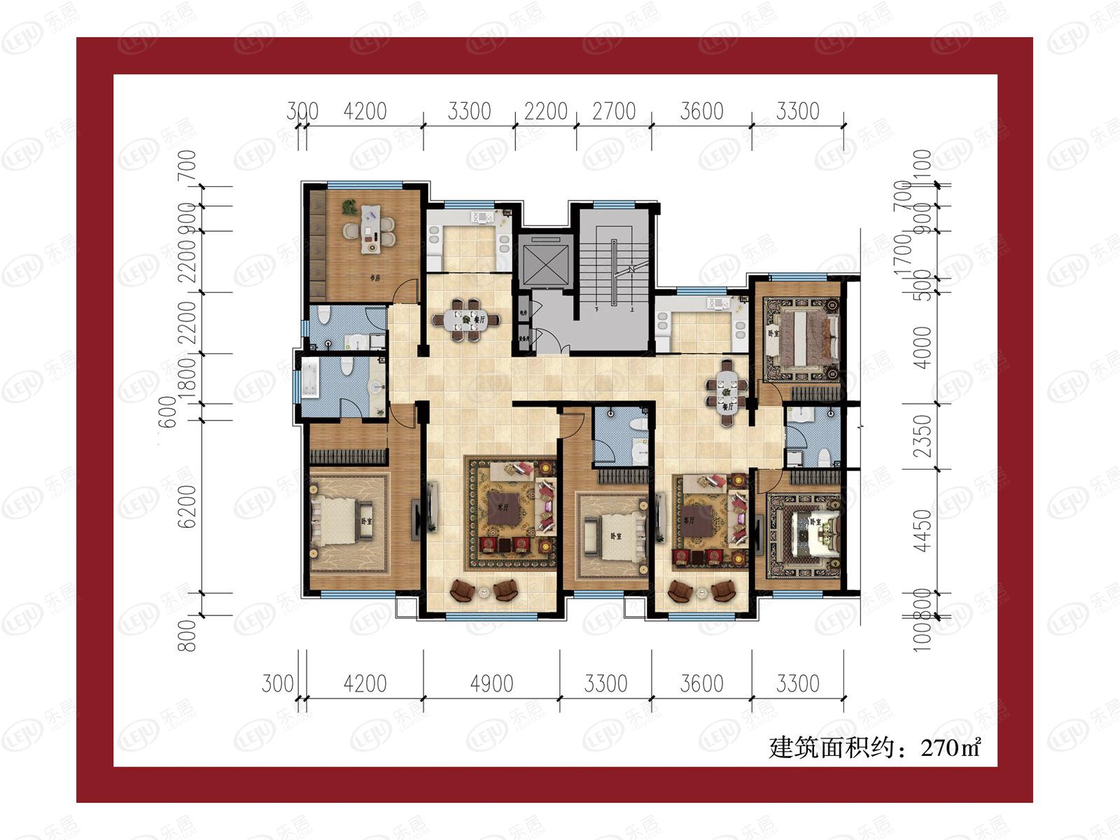 7 5室4厅4卫居室     约270㎡建筑面积     所属楼盘户型