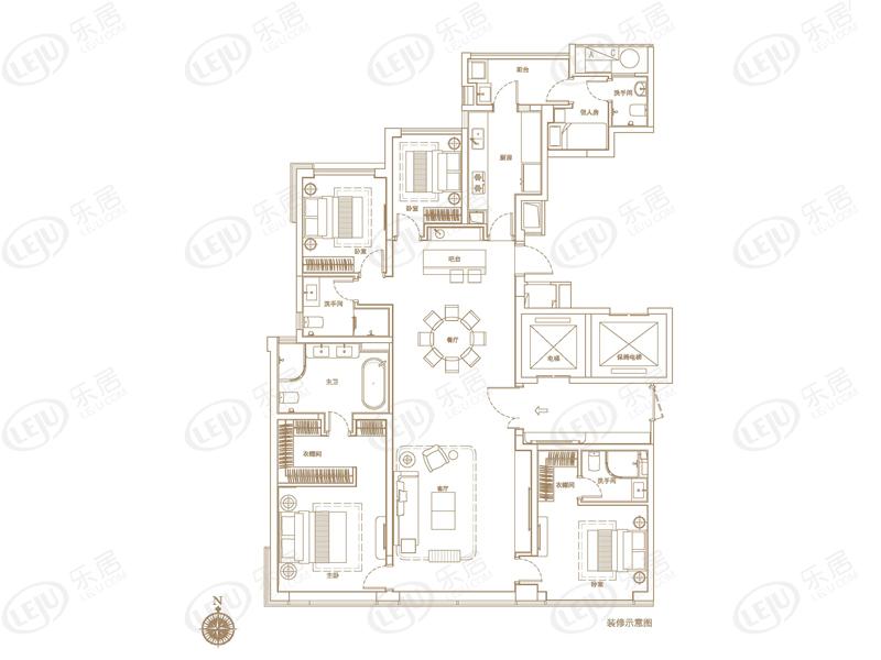 中骏天禧4室2厅3卫户型图 - 厦门乐居