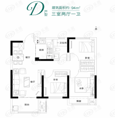 正商生态城3室2厅1卫户型图