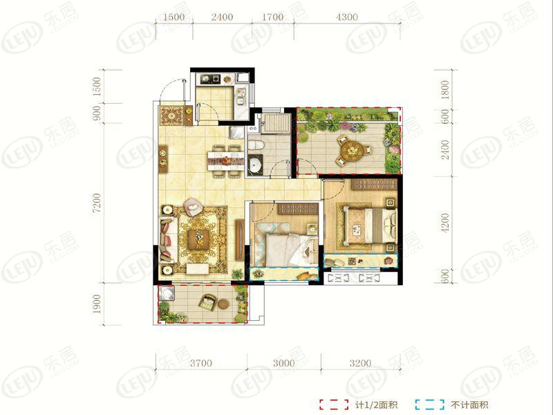 华府蓝湾2期c户型户型图