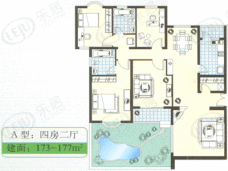 绿茵苑二期房型: 复式;  面积段: 257.03 －261.77 平方米;
户型图