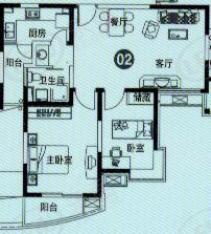 珠江香樟南园三期房型: 二房;  面积段: 89 －96 平方米;户型图