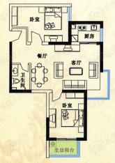 中华世纪城在售C户型 两室一厅一厨一卫户型图