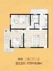 柳林公寓房型: 二房;  面积段: 106 －117 平方米;户型图