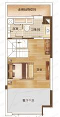 中海联·智汇城43㎡复式公寓二层户型图