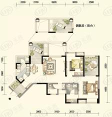 金沙海棠H户型 2011年在售 2室2厅2卫 建筑面积：88.84㎡户型图