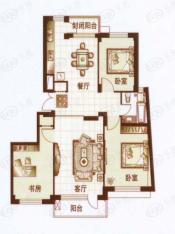富士庄园三期三房二厅一卫户型图