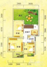 骏景阳光米兰KY（上层）型：４房３厅２卫户型图