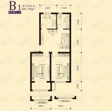 儒林庭枫多层B1户型 两室两厅一卫户型图