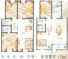 世纪花苑房型: 复式;  面积段: 180 －180 平方米;
户型图