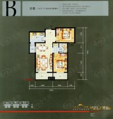 裕昌太阳城B户型 两室两厅一卫户型图