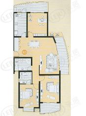 凯旋豪庭房型: 三房;  面积段: 123 －155 平方米;
户型图