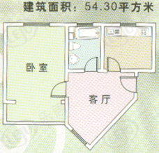 乾龙苑房型: 一房;  面积段: 54 －72 平方米;户型图