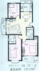 中虹花园房型: 三房;  面积段: 122 －135 平方米;
户型图